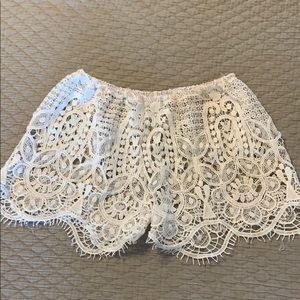 White crochet shorts coverup size small